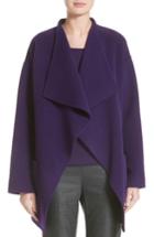 Women's St. John Collection Double Face Wool Blend Drape Coat, Size - Purple