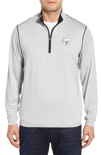 Men's Cutter & Buck Meridian - Pittsburgh Steelers Regular Fit Half Zip Pullover - Black