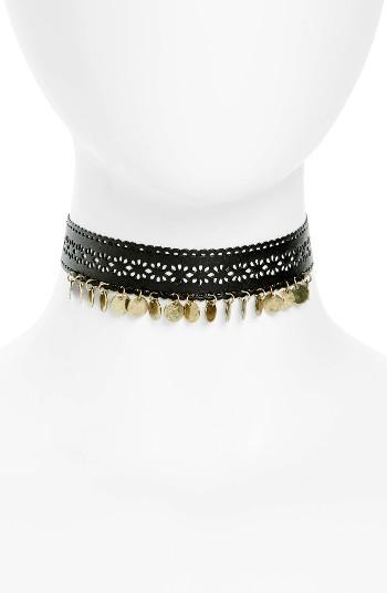 Women's Topshop Cutout & Disc Leather Choker