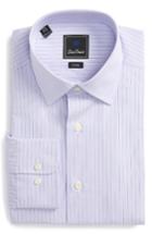 Men's David Donahue Trim Fit Stripe Dress Shirt .5 32/33 - Purple