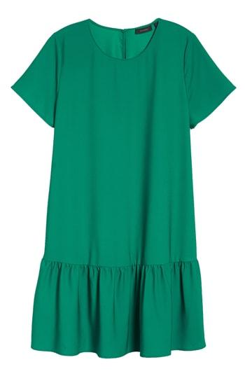 Women's Halogen Short Sleeve Ruffle Hem Dress - Green