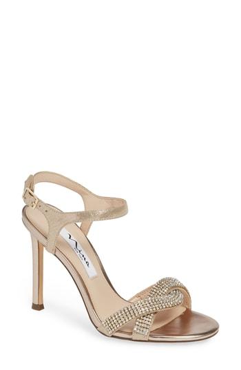 Women's Nina Davia Crystal Ankle Strap Sandal M - Beige