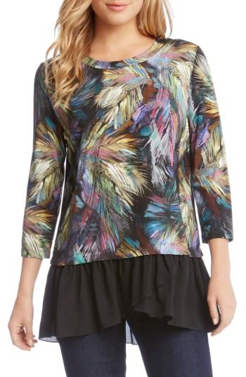 Women's Karen Kane Contrast Hem Palm Print Top