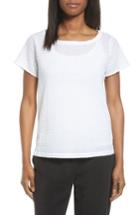 Petite Women's Eileen Fisher Organic Cotton Bateau Neck Top, Size P - White