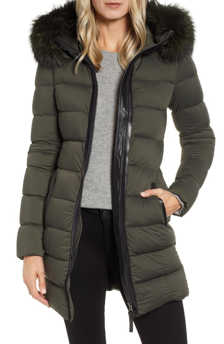 Women's Mackage Calla Genuine Fox Fur Trim Hooded Down Coat - Green