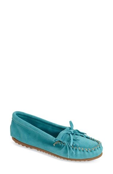Women's Minnetonka 'kilty' Suede Moccasin M - Blue/green