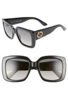 Women's Gucci 53mm Square Sunglasses - Black/ Grey