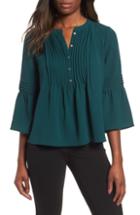 Women's Cece Ruffle Sleeve Pintuck Blouse, Size - Green