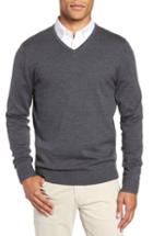 Men's Nordstrom Men's Shop Regular Fit Merino Wool V-neck Sweater, Size - Grey