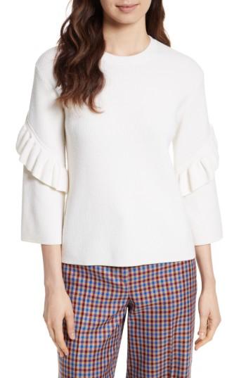 Women's Tory Burch Ashley Ruffle Bell Sleeve Sweater - Ivory