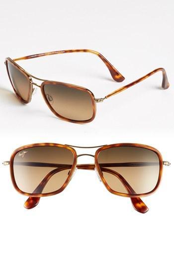 Maui Jim 'hawaiian Time' 56mm Polarized Aviator Sunglasses Antique
