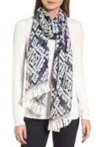 Women's Tory Burch Tapestry Geo Scarf, Size - Blue