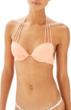 Women's Topshop Slinky Strap Plunge Bikini Top Us (fits Like 0) - Coral