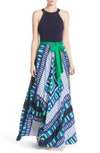 Women's Eliza J Scarf Print Jersey & Crepe De Chine Maxi Dress