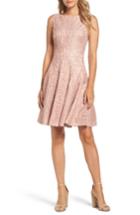 Petite Women's Eliza J Lace Fit & Flare Dress P - Pink