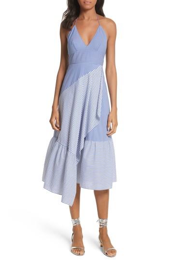 Women's Tibi Colorblock Collage Stripe Halter Dress - Blue