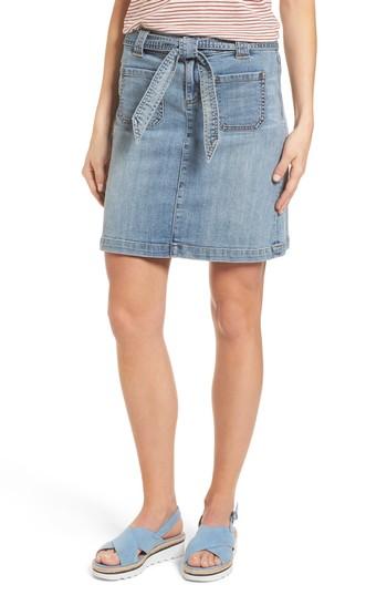 Women's Caslon Belted Stretch Denim Skirt - Blue