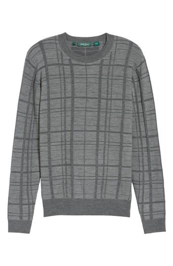 Men's Bobby Jones Tonal Grid Wool Sweater, Size - Grey
