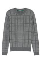 Men's Bobby Jones Tonal Grid Wool Sweater, Size - Grey