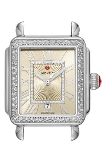 Women's Michele Deco Madison Champagne Diamond Watch Head, 33mm X 35mm
