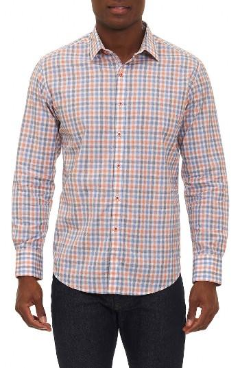 Men's Robert Graham Rohan Dobby Check Sport Shirt - Orange