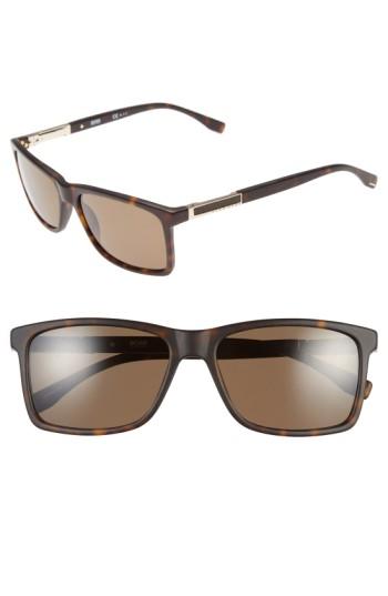 Men's Boss '0704ps' 57mm Polarized Sunglasses - Dark Havana/ Light Gold/bronze