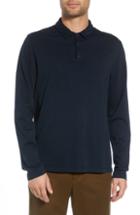 Men's Vince Regular Fit Garment Dye Long Sleeve Polo, Size - Blue