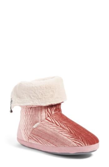 Women's Pretty You London Velvet Bootie Slipper - Pink