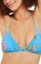 Women's Topshop Tropical Print Bikini Top Us (fits Like 0) - Blue