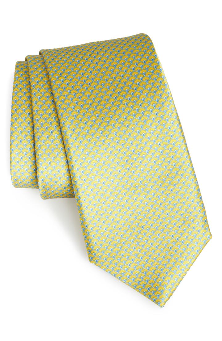 Men's Nordstrom Men's Shop Lucent Geometric Silk Tie, Size - Yellow
