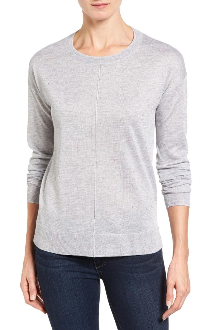 Women's Halogen Seam Detail High/low Sweater, Size - Grey