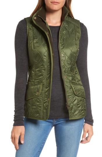 Women's Barbour 'cavalry' Quilted Vest Us / 8 Uk - Green