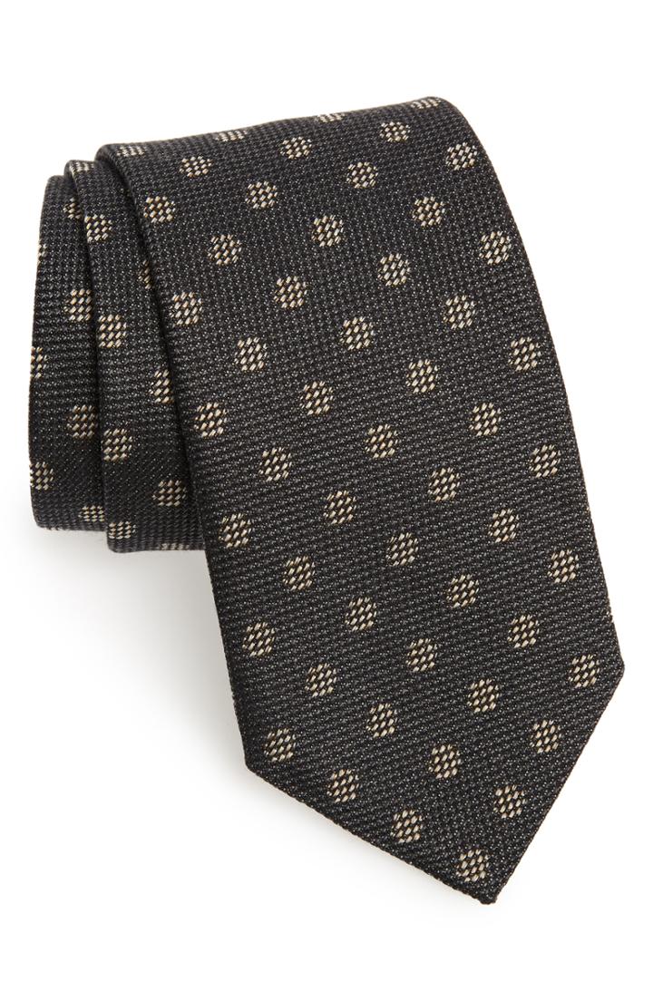 Men's David Donahue Dot Silk & Cotton Tie, Size - Blue