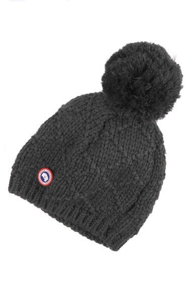 Women's Canada Goose Pom Merino Wool Beanie - Grey