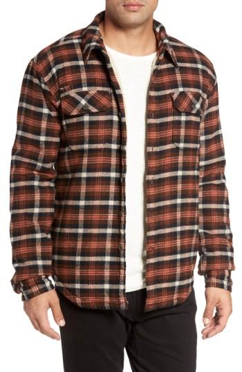 Men's Gramicci Campfire Fleece Lined Shirt Jacket With Faux Shearling - Brown