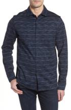 Men's Bugatchi Regular Fit Stripe Knit Sport Shirt - Black