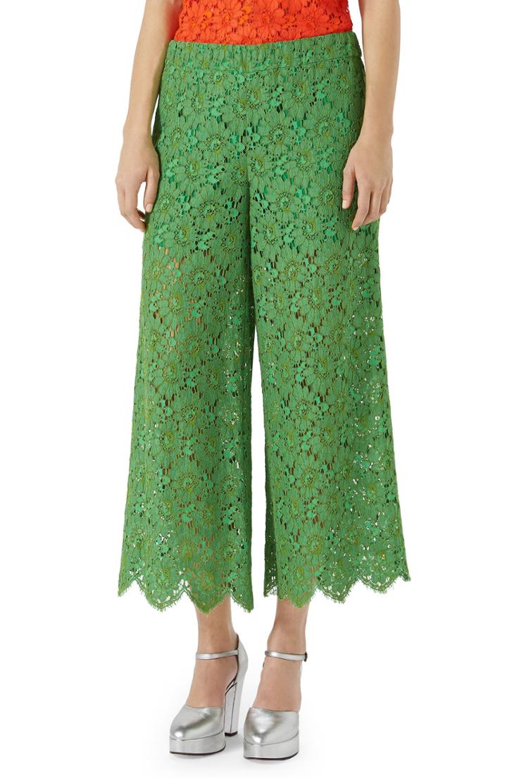 Women's Gucci Lace Crop Wide Leg Pants