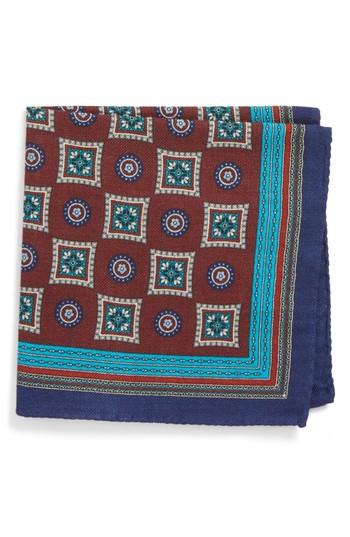 Men's Eton Medallion Wool & Silk Pocket Square