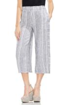 Women's Vince Camuto Variegated Stripe Linen Crop Pants, Size - Black
