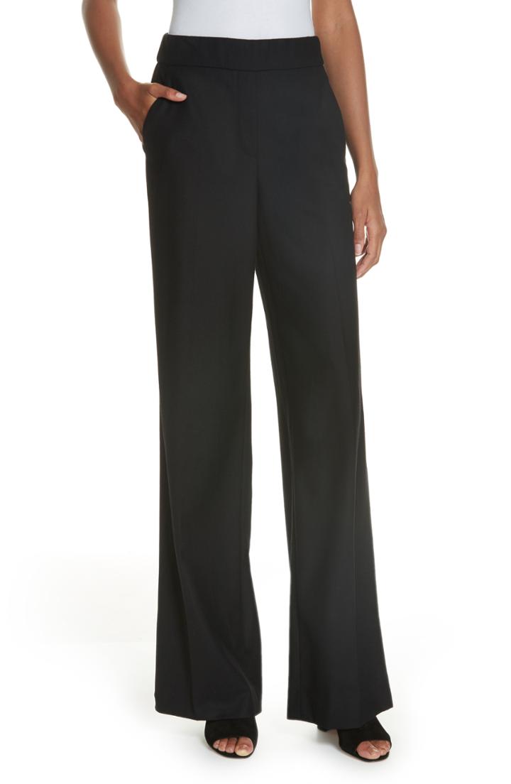 Women's Theory Talbert New Pure Stretch Wool Flare Leg Pants, Size - Black
