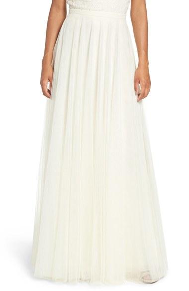Women's Jenny Yoo 'winslow' Long Tulle A-line Skirt - White