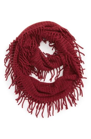 Junior Women's Bp. Fringe Trim Infinity Scarf, Size - Burgundy