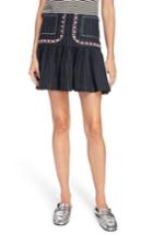 Women's Isabel Marant Etoile Jessie Embroidered Linen Skirt Us / 34 Fr - Black