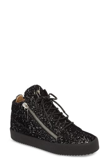 Women's Giuseppe Zanotti Breck Mid Top Sneaker M - Black