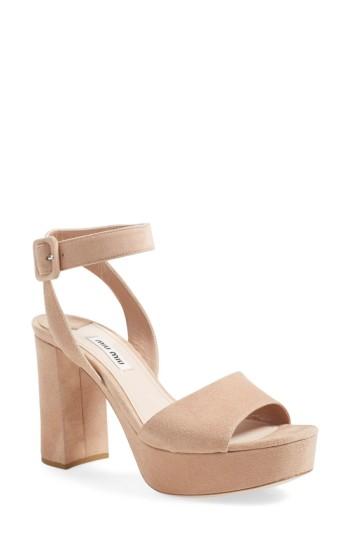 Women's Miu Miu 'sandali' Ankle Strap Sandal .5us / 40.5eu - Beige