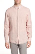 Men's Theory Irving Trim Fit Solid Linen Sport Shirt - Pink