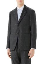Men's Gucci Bee & Heart Print Wool Sport Coat