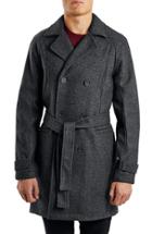 Men's Topman Bird's Eye Wool Blend Trench Coat