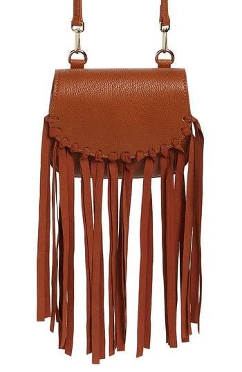 Jules Kae Mini Dylan Fringe Faux Leather Crossbody Bag - Black