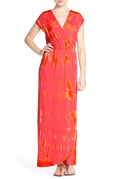 Women's Fraiche By J Tie Dye Faux Wrap Maxi Dress